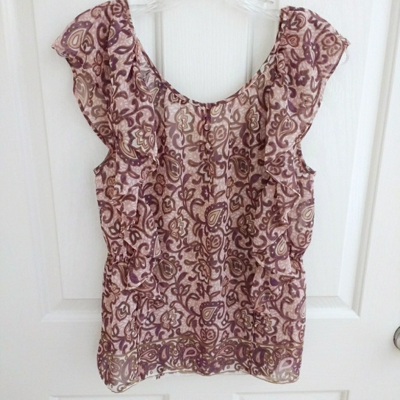 DONATING 8/1 Sheer ruffled paisley print top - Picture 5 of 7